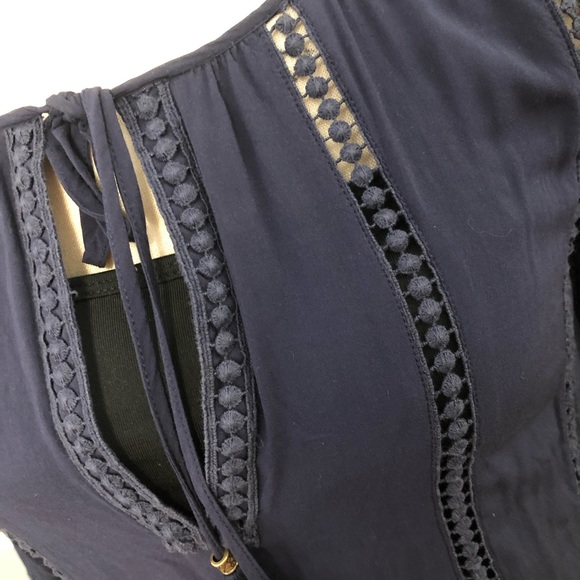 Navy Boho Peasant Tunic Blouse - Picture 7 of 10